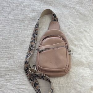 Telena Pink Belt Bag with Patterned Strap